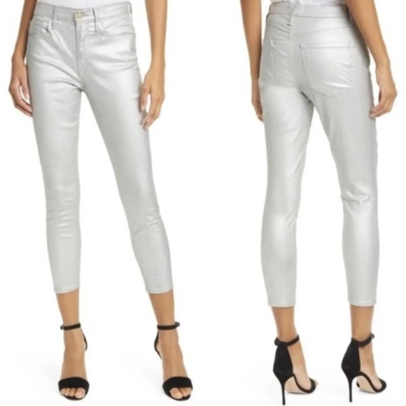 Frame Denim Denim - FRAME silver metallic Ali High Rise Cigarette Jeans